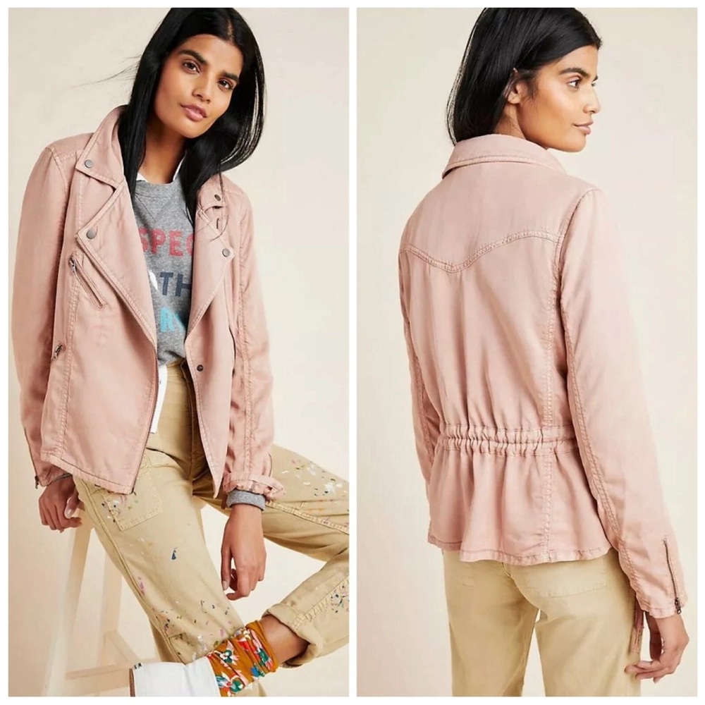 Anthropologie MARRAKECH Size XL Pink Ronika Draped MOTO‎ JACKET